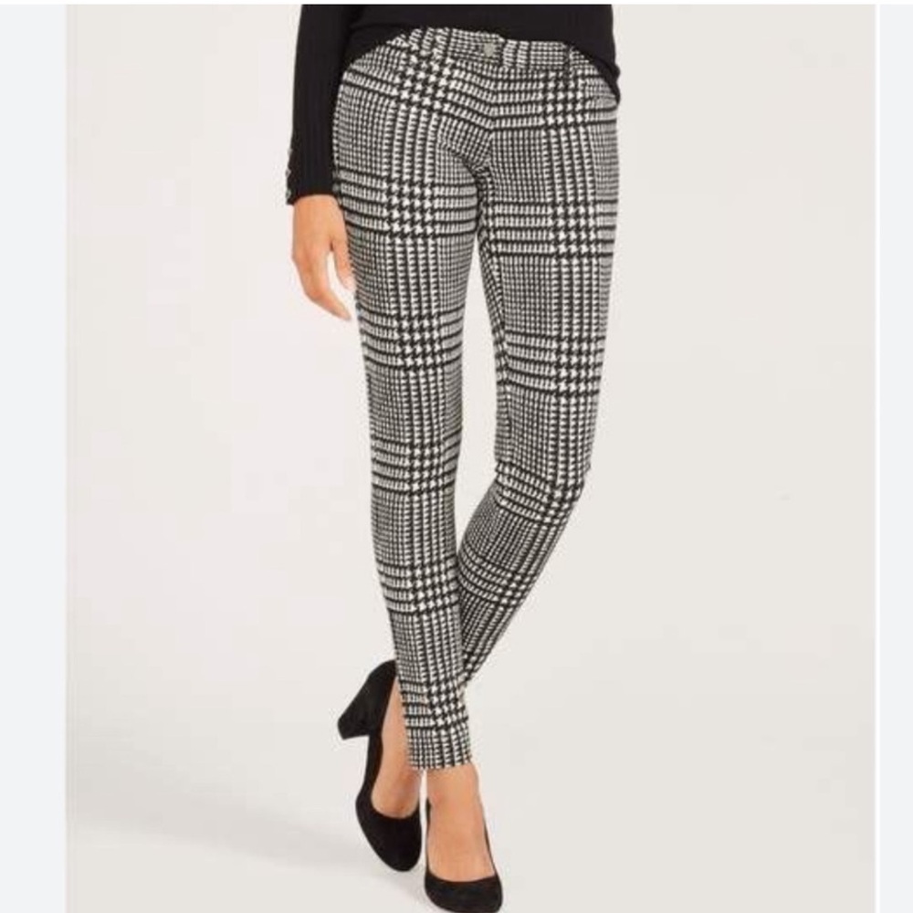 J. McLaughlin Houndstooth Skinny Stretchy Plaid Pants Size 10